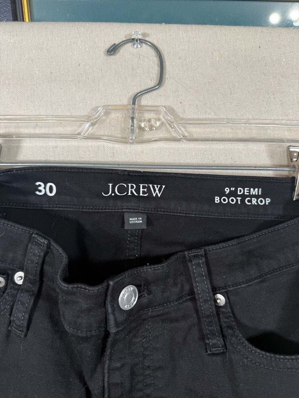 J.Crew 9" Demi-Boot Crop Jeans in Black with Raw Hem Size 30 - Picture 2 of 5